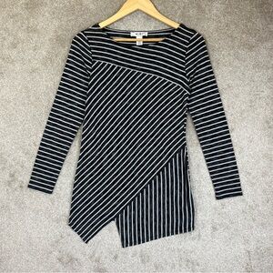 White House Black Market Tunic Womens Extra Small Black Stripe Long Sleeve-4027